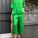 MIA  - Conjunto de  Top + Calça em Linho