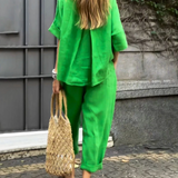 MIA  - Conjunto de  Top + Calça em Linho