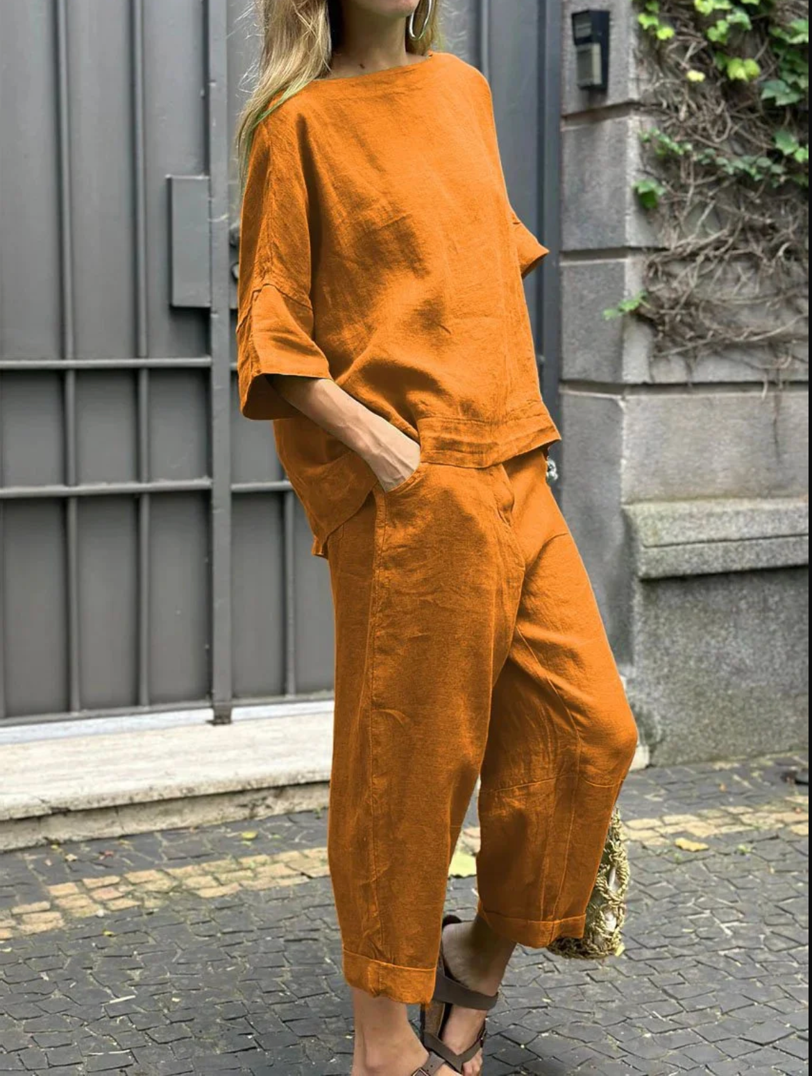 MIA  - Conjunto de  Top + Calça em Linho