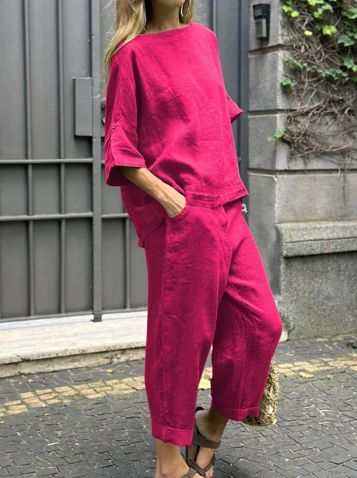 MIA  - Conjunto de  Top + Calça em Linho