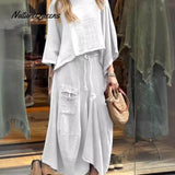 Conjunto de Saia Elegante Estilosa Casual Solta em Cores Sólidas para Mulheres