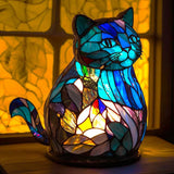 Luminária vitral FelineGlow em forma de gato