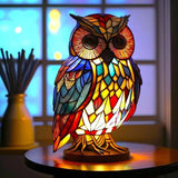 Luminária vitral WiseOwl em forma de coruja