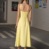 Vestido Cami com Decote Pregueado e Fenda na Coxa