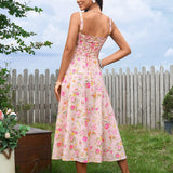 Vestido Cami com Decote Pregueado e Fenda na Coxa