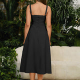 Vestido Cami com Decote Pregueado e Fenda na Coxa