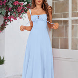 Vestido Cami com Decote Pregueado e Fenda na Coxa