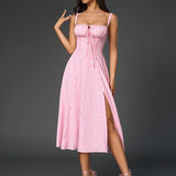 Vestido Cami com Decote Pregueado e Fenda na Coxa