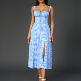 Vestido Cami com Decote Pregueado e Fenda na Coxa