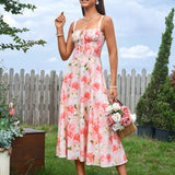 Vestido Cami com Decote Pregueado e Fenda na Coxa