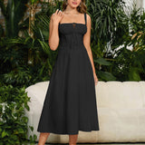 Vestido Cami com Decote Pregueado e Fenda na Coxa