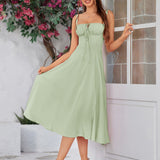 Vestido Cami com Decote Pregueado e Fenda na Coxa