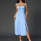 Vestido Cami com Decote Pregueado e Fenda na Coxa