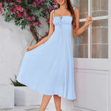 Vestido Cami com Decote Pregueado e Fenda na Coxa