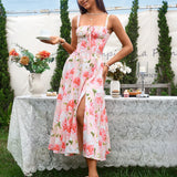 Vestido Cami com Decote Pregueado e Fenda na Coxa