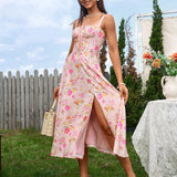 Vestido Cami com Decote Pregueado e Fenda na Coxa