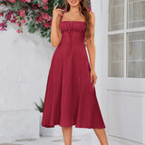 Vestido Cami com Decote Pregueado e Fenda na Coxa