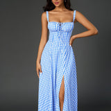 Vestido Cami com Decote Pregueado e Fenda na Coxa