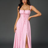 Vestido Cami com Decote Pregueado e Fenda na Coxa