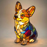 Luminária vitral LumiDog Corgi em forma de cão