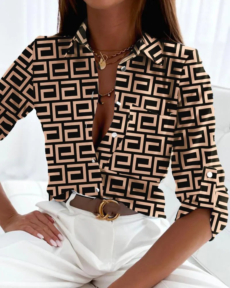 Laura | Blusa Elegante com Estampa Artística