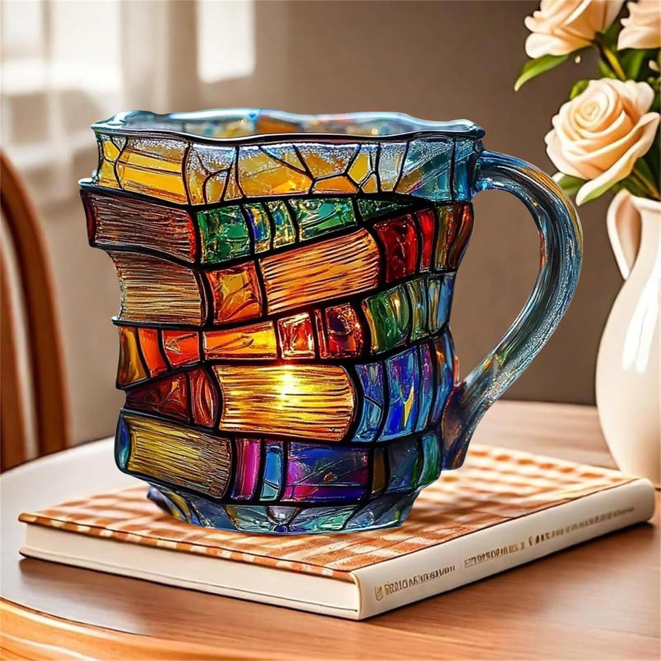 Caneca vitral ColorMug artística em vidro multicolor