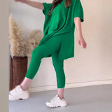 Carla™ - Conjunto de Camisola Solta e Legging de Malha