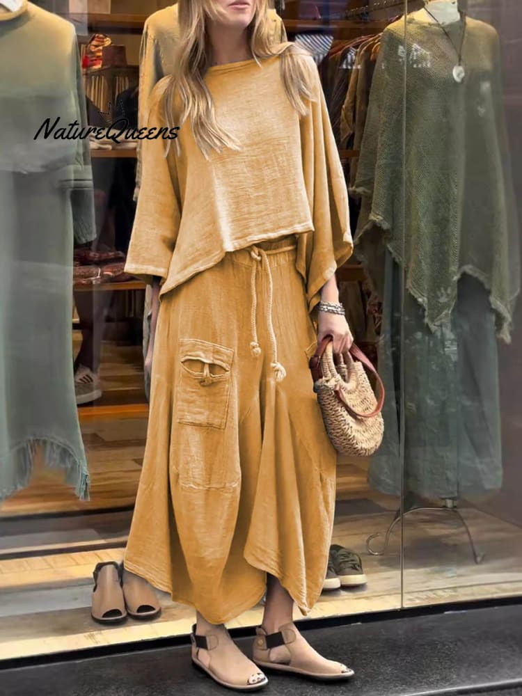 Conjunto de Saia Elegante Estilosa Casual Solta em Cores Sólidas para Mulheres