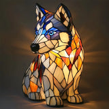 Luminária vitral LumiDog Husky em forma de cão