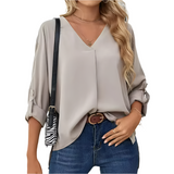 Giulia | Blusa de Chiffon Vintage Solta para Mulheres com Decote em V