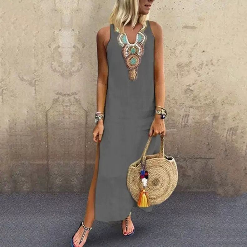 Vestido longo Amara fresco e boho chic
