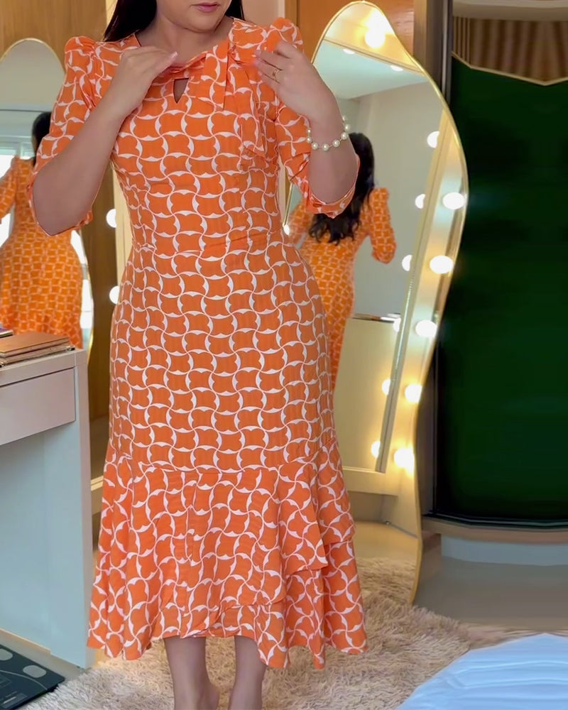 LUCIA - Vestido Midi com Manga Curta
