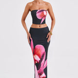 Saia Maxi Allegra - Estampa Floral Preta