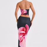 Saia Maxi Allegra - Estampa Floral Preta