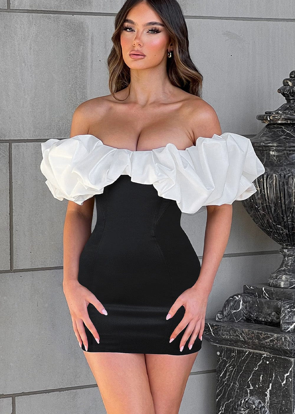 Vestido Mini Allie - Preto/Branco