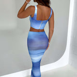 Corset Âmbar - Estampa Blue Haze