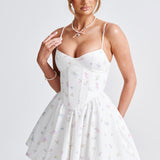 Vestido Mini Analeigh - Estampa Floral Branca Multicolorida