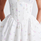 Vestido Mini Analeigh - Estampa Floral Branca Multicolorida