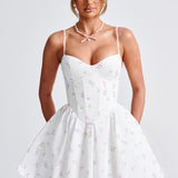 Vestido Mini Analeigh - Estampa Floral Branca Multicolorida