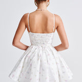 Vestido Mini Analeigh - Estampa Floral Branca Multicolorida