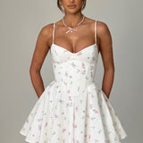 Vestido Mini Analeigh - Estampa Floral Branca Multicolorida