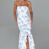 Vestido Maxi Angelina - Estampa Floral Azul