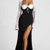 Vestido Maxi Aria - Preto/Branco