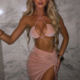 Saia Maxi Ariela - Brilho Rosa