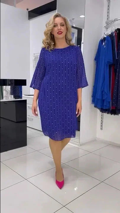Lara - Vestido Midi de Moda Feminina com Decote Redondo
