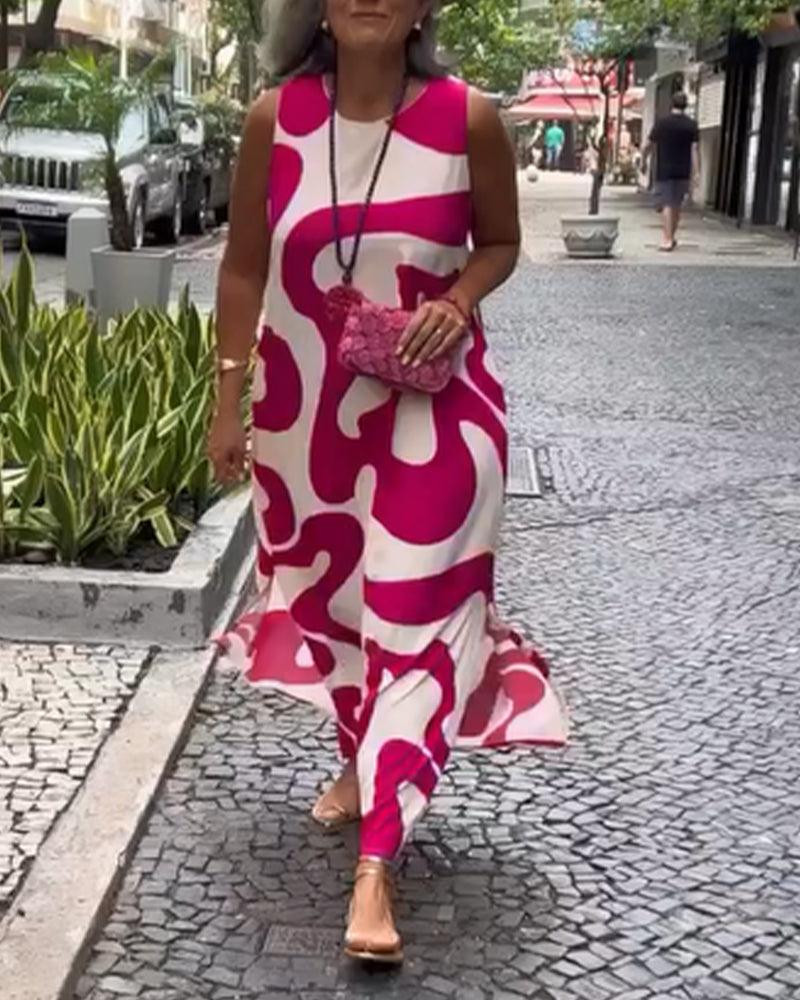 Olivia - Vestido Geométrico com Decote Redondo