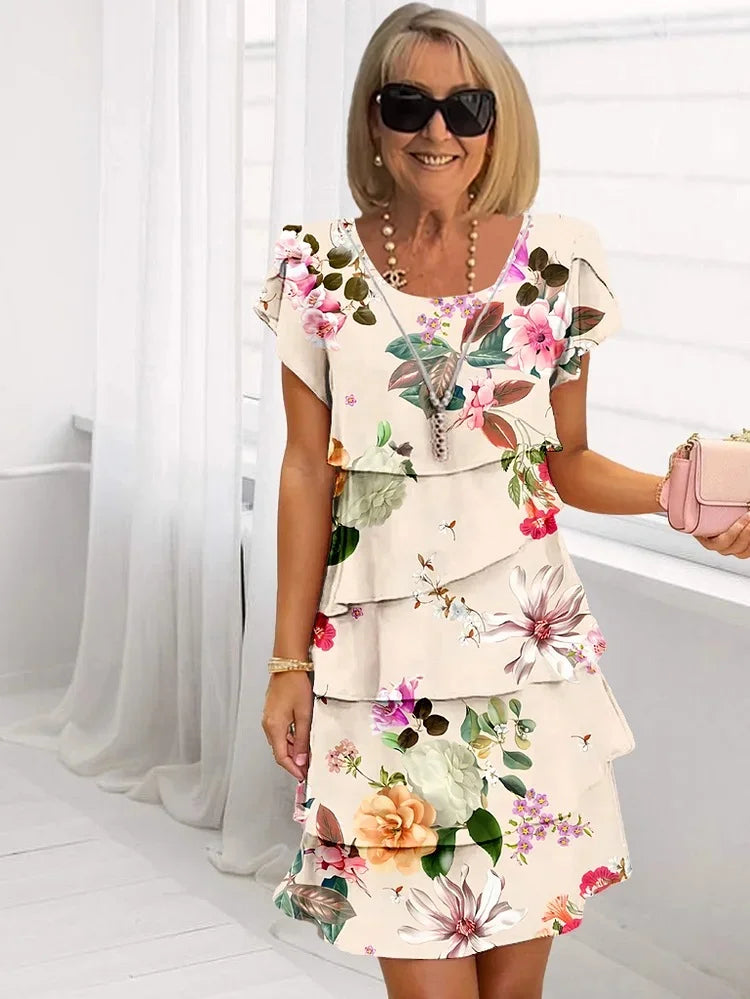 Loretta | Pareça mais magra com o Vestido plissado Floral