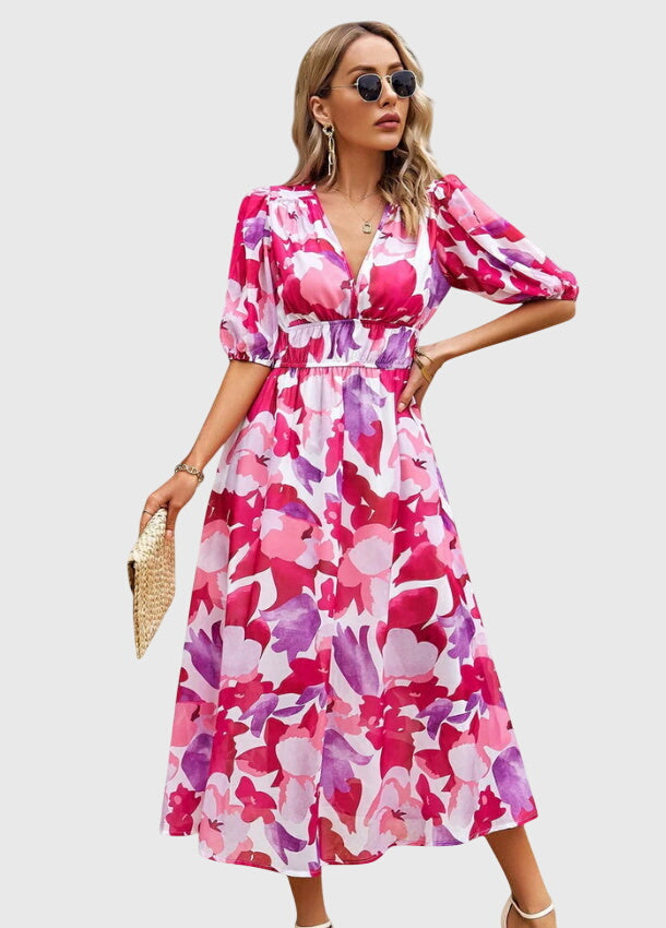 Merlin™ | Vestido Midi Floral Lisonjeiro