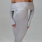 Vestido Maxi Beverley Tricot - Cinza Claro Mescla