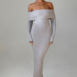 Vestido Maxi Beverley Tricot - Cinza Claro Mescla